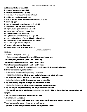 Bài tập Unit 14 môn Tiếng Anh Lớp 11